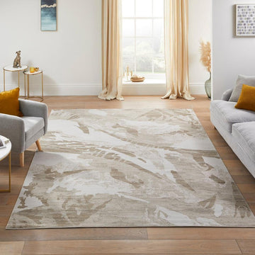 Skyline SK104 Modern Abstract Marbled Distressed Hi-Low Textured Low Profile Short-Pile Polyester Ivory/Beige Rug-Concept Looms-Rug Love - The Most Loved Rug Store
